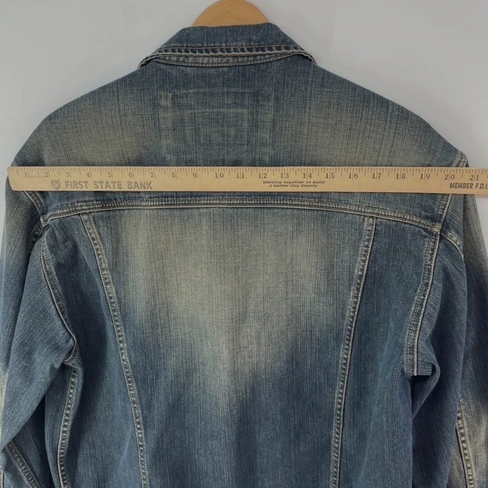 Faconnable Denim Jean Jacket Women XL XXL Faded Fitted Trucker Grunge Streetwear